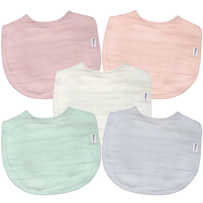 美國 green sprouts 小綠芽100%有機棉細紗布_四層紗超細緻吸水【口水巾圍兜】5入組_玫瑰泡芙_GS100191-RS