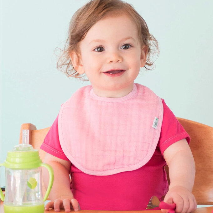 美國 green sprouts 小綠芽100%有機棉細紗布_四層紗超細緻吸水【口水巾圍兜】5入組_玫瑰泡芙_GS100191-RS