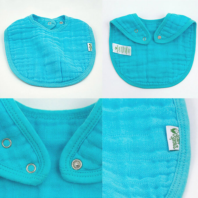 美國 green sprouts 小綠芽100%有機棉細紗布_四層紗超細緻吸水【口水巾圍兜】5入組_藍莓奶昔_GS100191-BLS