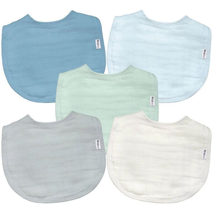 美國 green sprouts 小綠芽100%有機棉細紗布_四層紗超細緻吸水【口水巾圍兜】5入組_藍莓奶昔_GS100191-BLS