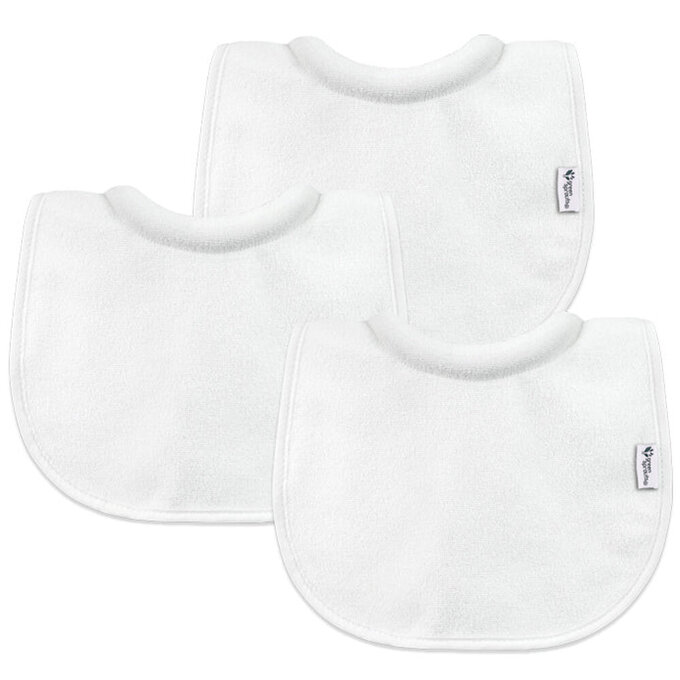 美國 green sprouts 小綠芽三層吸水/防水【口水巾圍兜】3入組_純白組_GS100091-WS