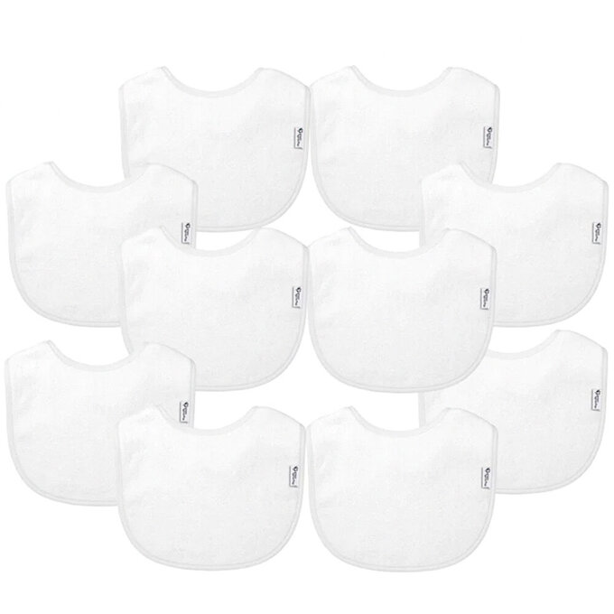 美國 green sprouts 小綠芽三層吸水/防水【口水巾圍兜】10入組_純白組_GS101090-WS