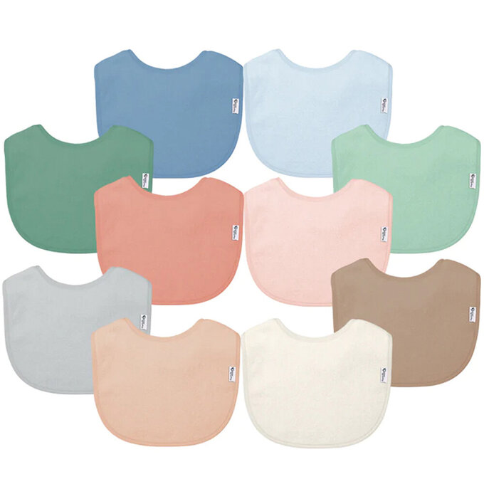 美國 green sprouts 小綠芽三層吸水/防水【口水巾圍兜】10入組_橄欖棕組_GS101090-BLS