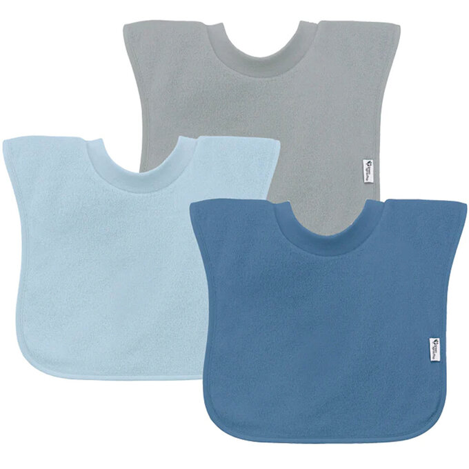 美國 green sprouts 小綠芽三層吸水防水純棉【口水巾圍兜】、【吃飯圍兜】3入組_藍莓氣泡_GS101100-BLS