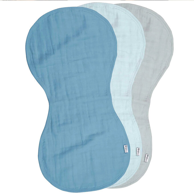 美國 green sprouts 小綠芽100%有機棉四層細紗布拍嗝巾/枕巾3入組_寧靜藍_GS110100-BLS