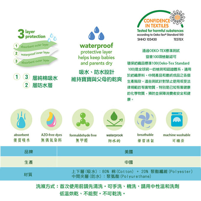 美國 green sprouts 小綠芽三層設計吸水/防水拍嗝巾/枕巾5入組_櫻花粉_GS110101-RS