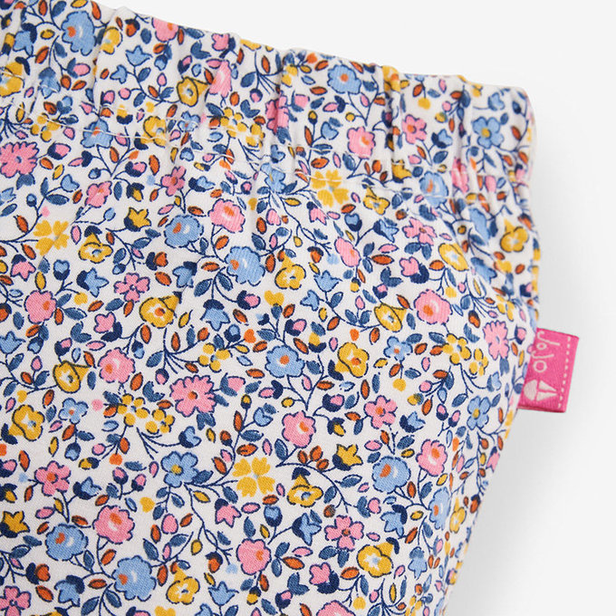 英國 JoJo Maman BeBe 超優質嬰幼兒/兒童100% 純棉鬆緊帶短褲2入組_海洋藍碎花_JJE5537