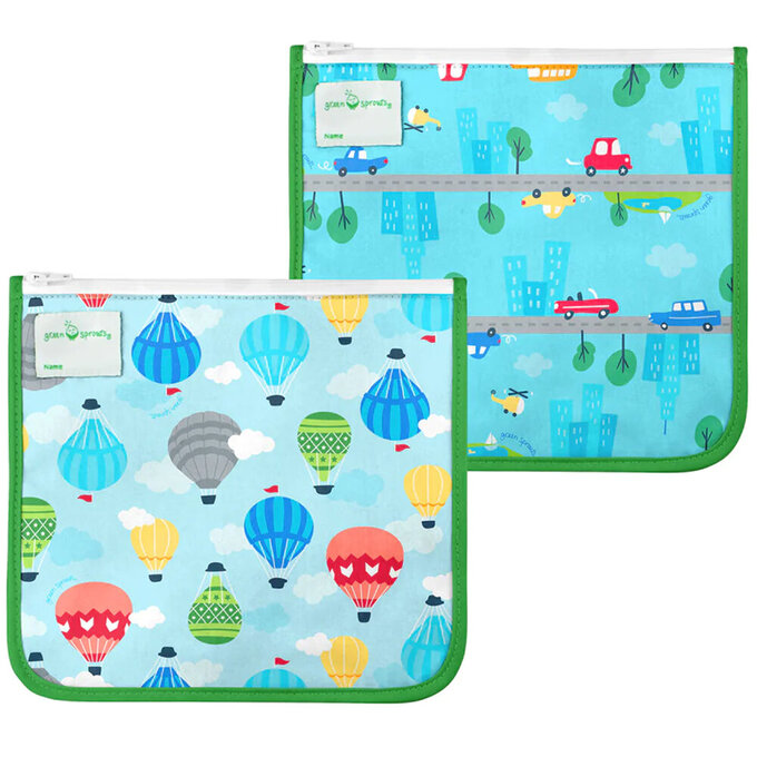 美國 green sprouts 小綠芽具保溫功能 可重複使用 食物袋/零食袋/三明治袋或小物收納袋 2入組_環遊世界_GS165373-AH