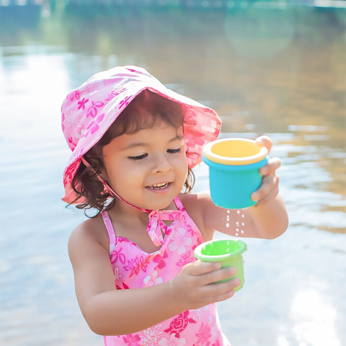 美國 green sprouts 小綠芽植物塑膠製安全無毒玩具浴室/海灘堆疊杯六入組_圓杯款_粉彩蛋糕_GS264302