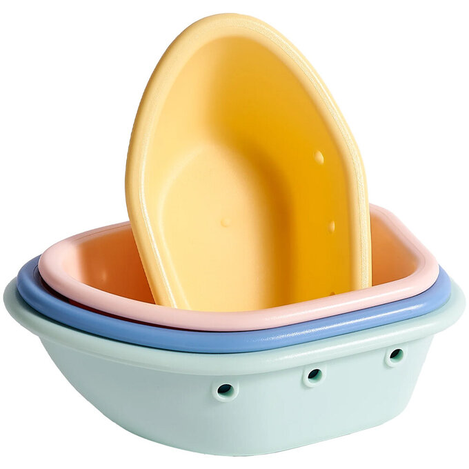 美國 green sprouts 小綠芽植物塑膠製安全無毒玩具浴室/海灘堆疊杯四入組_彩船款_太陽號_GS264304