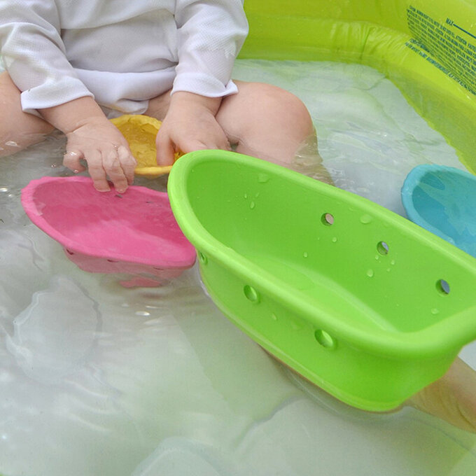 美國 green sprouts 小綠芽植物塑膠製安全無毒玩具浴室/海灘堆疊杯四入組_彩船款_太陽號_GS264304