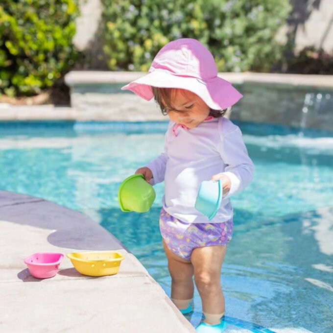 美國 green sprouts 小綠芽植物塑膠製安全無毒玩具浴室/海灘堆疊杯四入組_彩船款_太陽號_GS264304