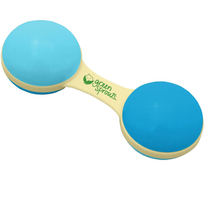 美國 green sprouts 小綠芽安全無毒天然植物樹脂製成啞鈴波浪鼓_水藍色_GS243341-B