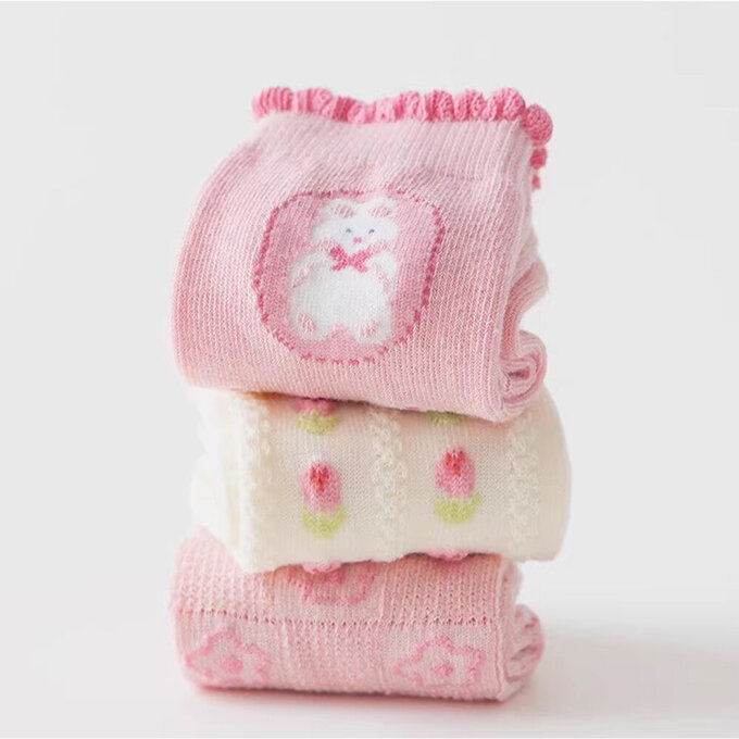 【腳ㄚ子】幼/兒童棉質中筒襪_萌兔花園_ilbG015