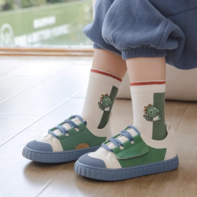 【腳ㄚ子】幼/兒童棉質中筒襪_小綠龍_ilbB019