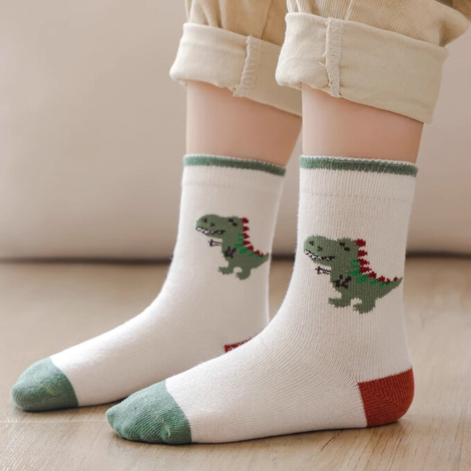 【腳ㄚ子】幼/兒童棉質中筒襪_小綠龍_ilbB019