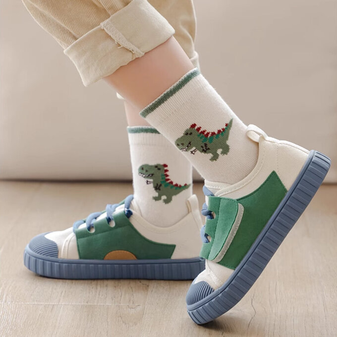 【腳ㄚ子】幼/兒童棉質中筒襪_小綠龍_ilbB019
