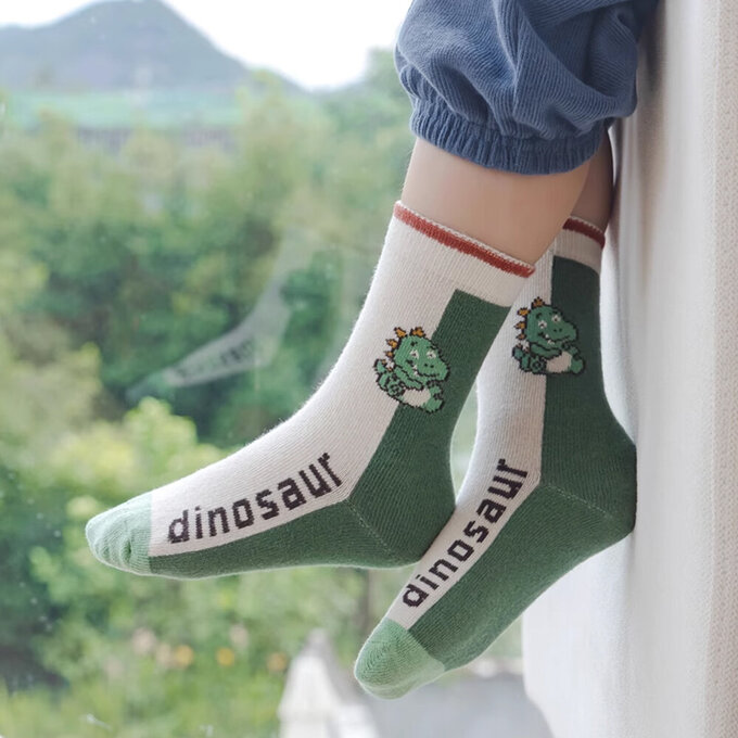 【腳ㄚ子】幼/兒童棉質中筒襪_小綠龍_ilbB019