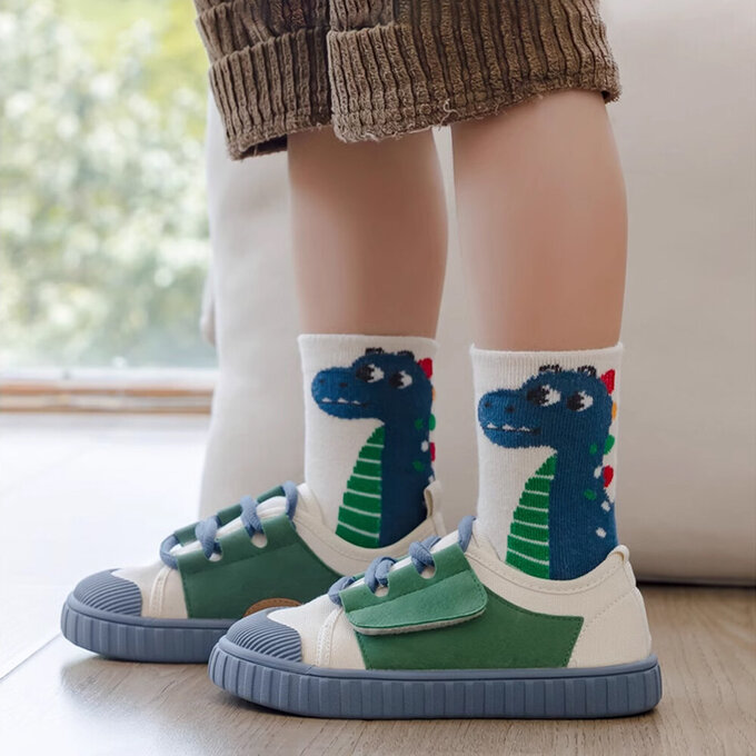 【腳ㄚ子】幼/兒童棉質中筒襪_沙漠恐龍_ilbB020