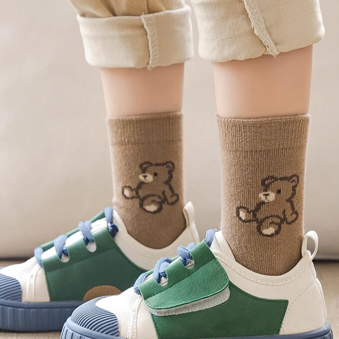 【腳ㄚ子】幼/兒童棉質中筒襪_小熊畫家_ilbB021
