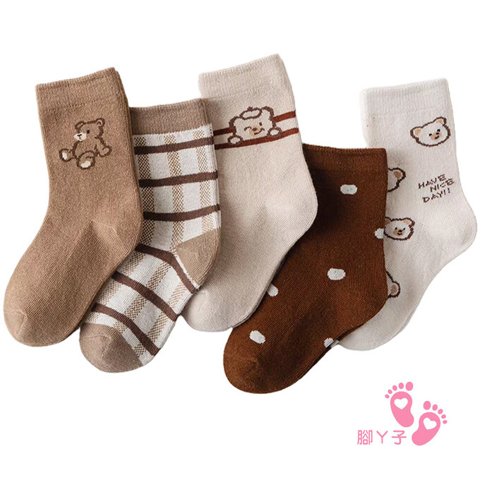 【腳ㄚ子】幼/兒童棉質中筒襪_小熊畫家_ilbB021