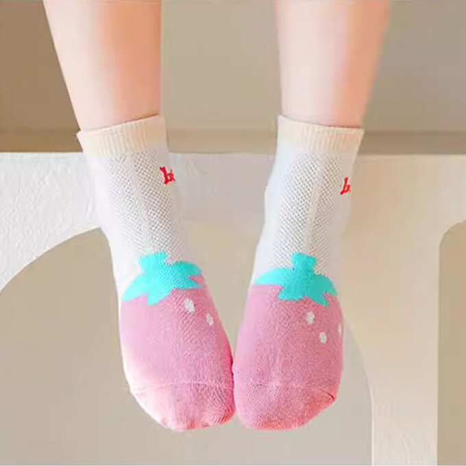 【腳ㄚ子】幼/兒童透氣網眼襪_草莓冰沙_ilbF020