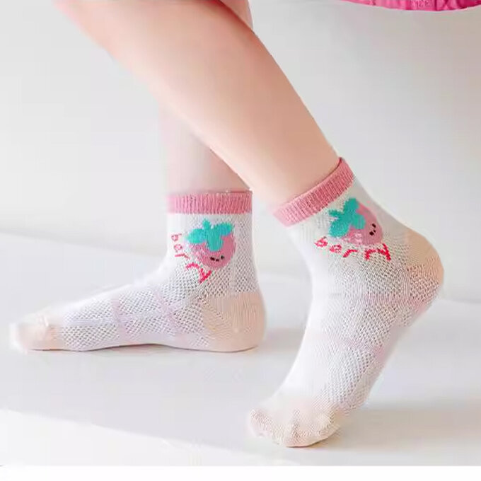 【腳ㄚ子】幼/兒童透氣網眼襪_草莓冰沙_ilbF020