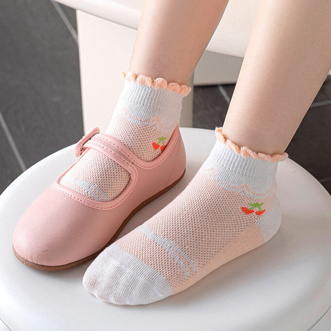 【腳ㄚ子】幼/兒童透氣網眼襪_櫻桃糖果_ilbF022