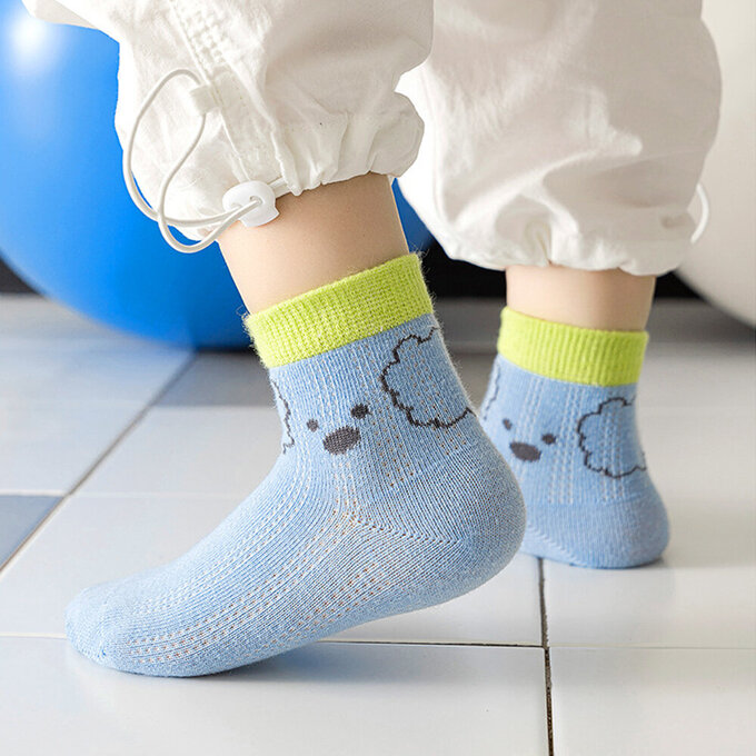 【腳ㄚ子】幼/兒童透氣網眼襪_彩虹小狗_ilbF028