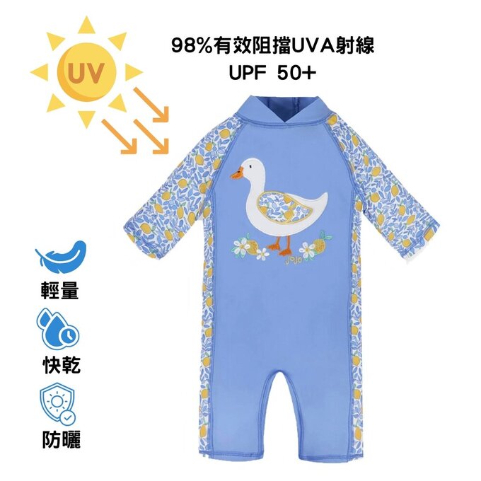 英國 JoJo Maman BeBe 嬰幼兒/兒童連身式防曬泳裝_蝴蝶蘭_JJL1999