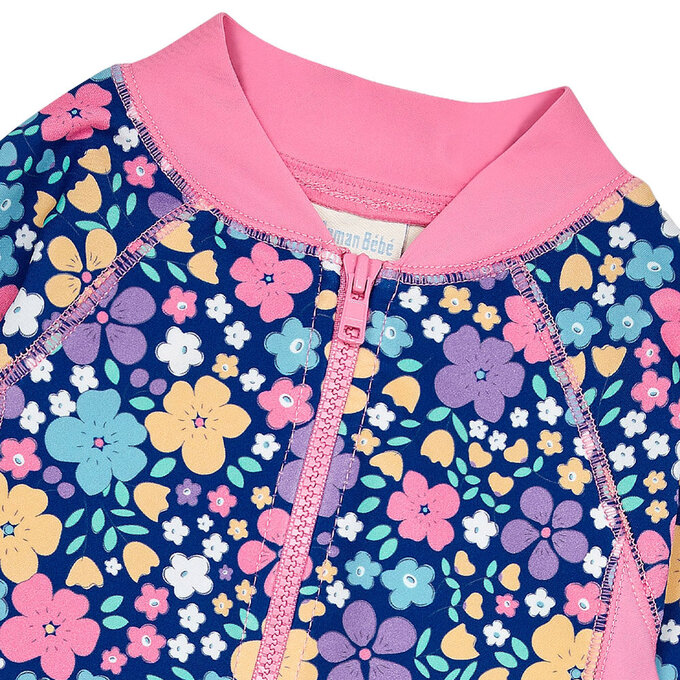 英國 JoJo Maman BeBe 嬰幼兒/兒童連身式防曬泳裝_小小花園_JJL2057