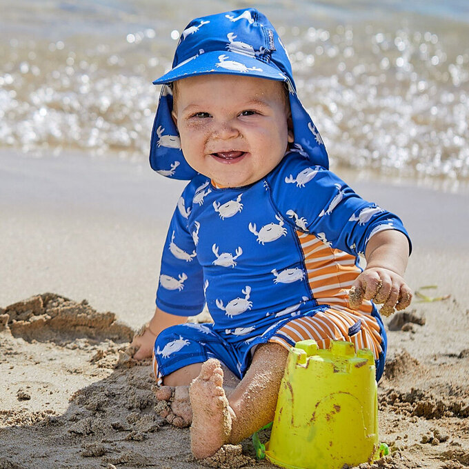 英國 JoJo Maman BeBe 嬰幼兒/兒童連身式防曬泳裝_小白蟹_JJL2015