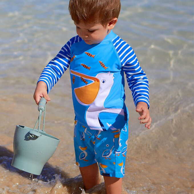 英國 JoJo Maman BeBe 嬰幼兒/兒童長袖防曬泳裝_大嘴鳥_JJL2566