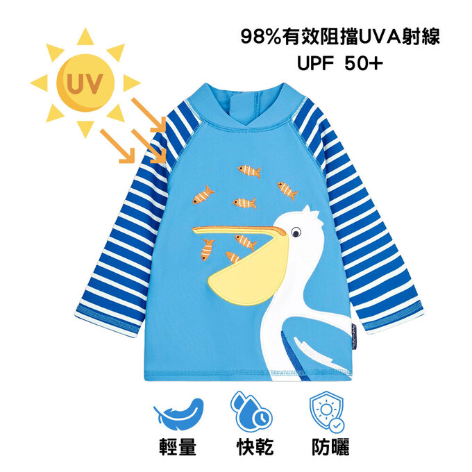 英國 JoJo Maman BeBe 嬰幼兒/兒童長袖防曬泳裝_大嘴鳥_JJL2566