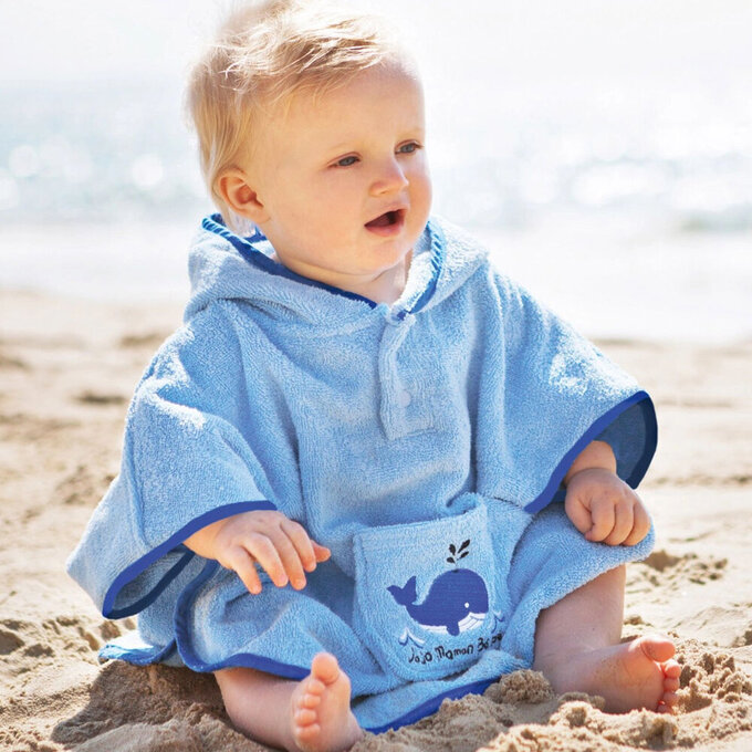 英國 JoJo Maman BeBe 嬰幼兒/兒童游泳浴巾_小鯨魚_JJH9841