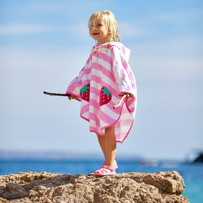 英國 JoJo Maman BeBe 嬰幼兒/兒童游泳浴巾_草莓_JJL3021