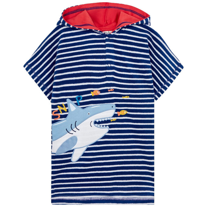 英國 JoJo Maman BeBe 嬰幼兒/兒童游泳浴巾&浴袍_大白鯊_JJL3025