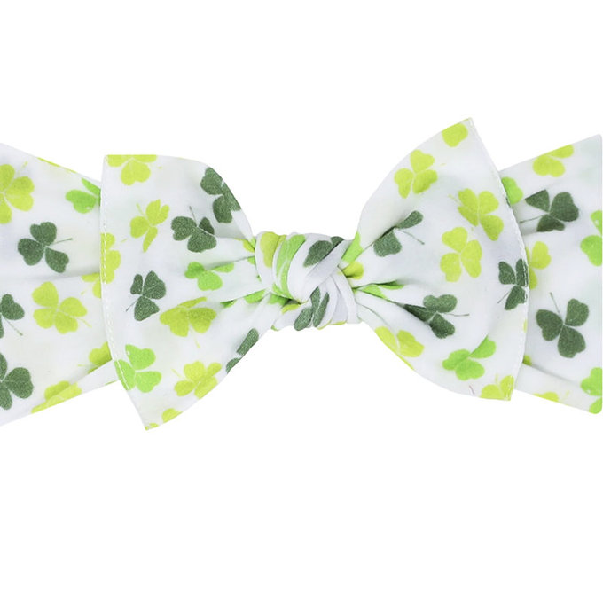 美國 baby bling 純手工極優雅細緻輕柔微彈性/毫無束縛感蝴蝶結髮帶/髮飾_印花經典款_酢漿草(BBRK064)