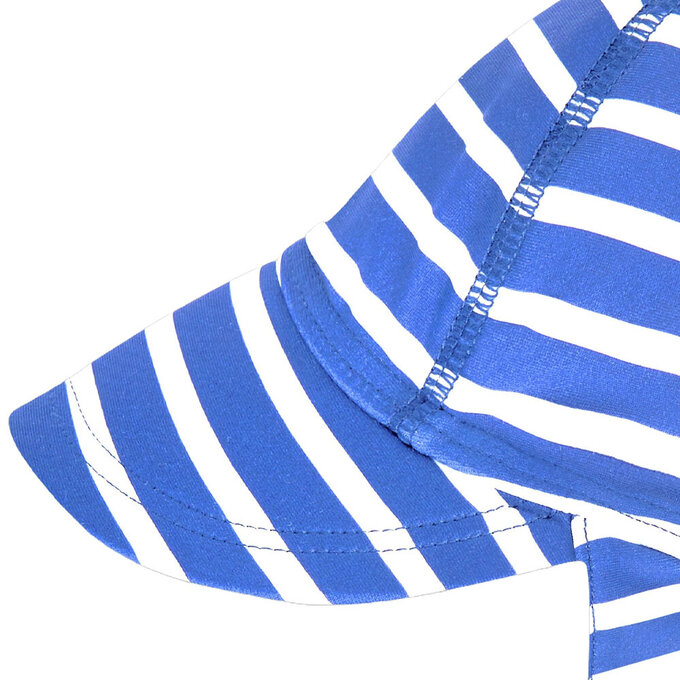 英國 JoJo Maman BeBe 嬰幼兒/兒童泳裝戲水UPF50+防曬護頸遮陽帽_藍條紋_JJH9769