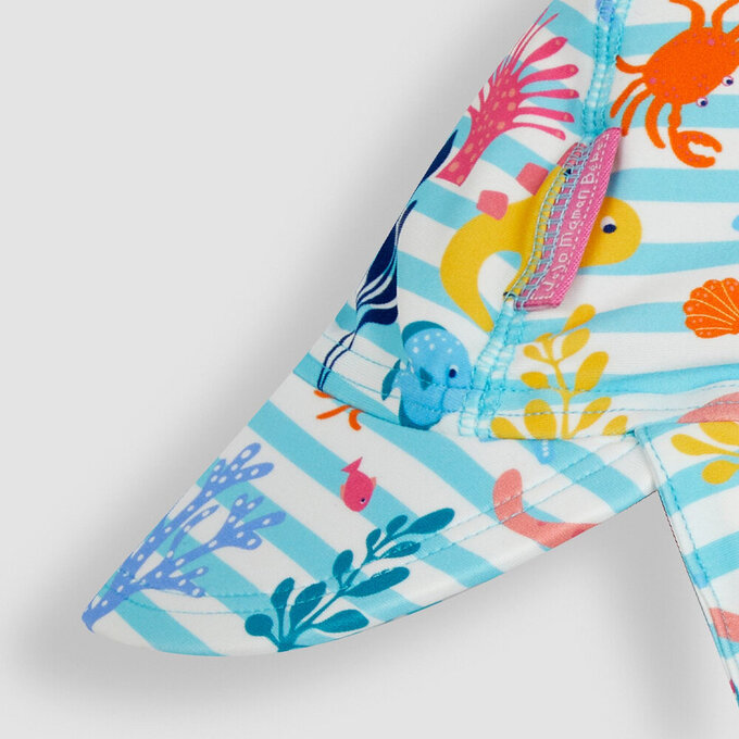 英國 JoJo Maman BeBe 嬰幼兒/兒童泳裝戲水UPF50+防曬護頸遮陽帽_珊瑚礁_JJL2757