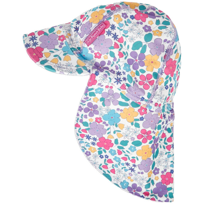 英國 JoJo Maman BeBe 嬰幼兒/兒童泳裝戲水UPF50+防曬護頸遮陽帽_紫羅蘭_JJL2764