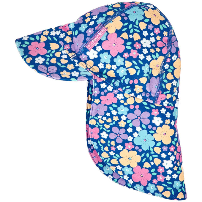 英國 JoJo Maman BeBe 嬰幼兒/兒童泳裝戲水UPF50+防曬護頸遮陽帽_小小花園_JJL2863