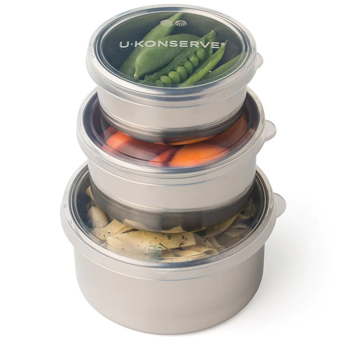 美國優康 U-Konserve 通過 LFGB 食品安全等級認證 / CPSIA 檢驗不鏽鋼便當盒三入組_透明_UKC001