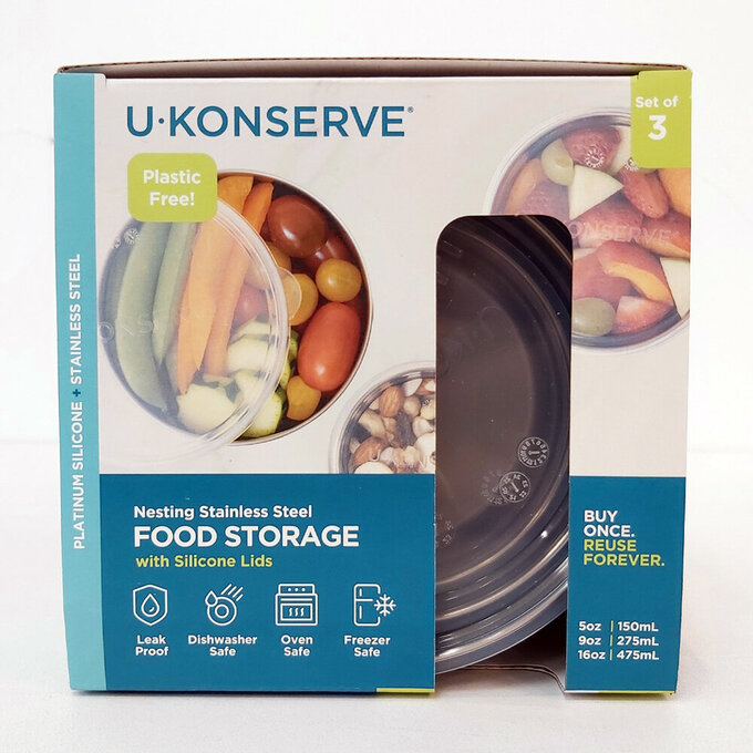 美國優康 U-Konserve 通過 LFGB 食品安全等級認證 / CPSIA 檢驗不鏽鋼便當盒三入組_透明_UKC001