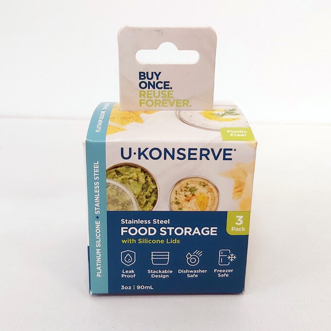 美國優康 U-Konserve 通過 LFGB 食品安全等級認證 / CPSIA 檢驗不鏽鋼保鮮盒三入組 90ml_透明_UKC003