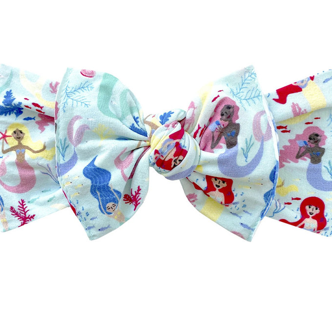 美國 baby bling 純手工極優雅細緻輕柔微彈性/毫無束縛感蝴蝶結髮帶/髮飾_印花經典款_人魚少女 (BBRK067)