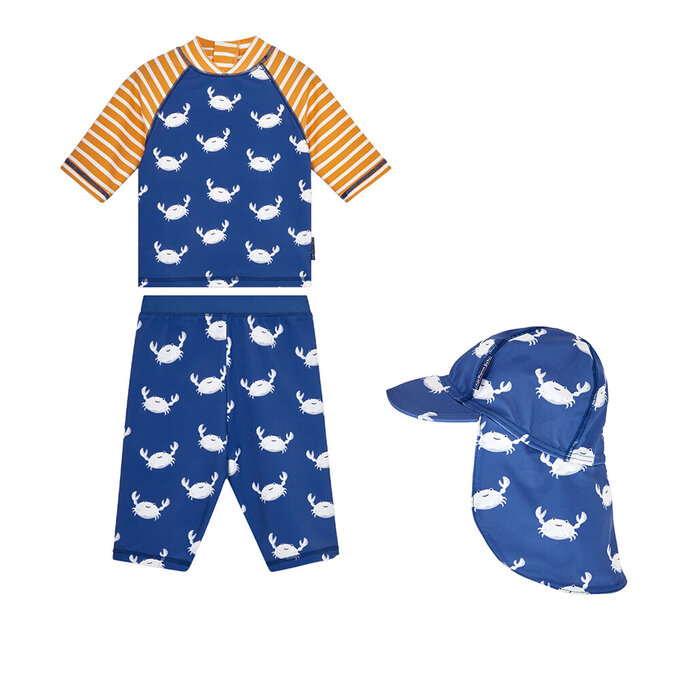 【超優惠套組】 英國 JoJo Maman BeBe 兩件式泳裝+防曬護頸遮陽帽_JJB012