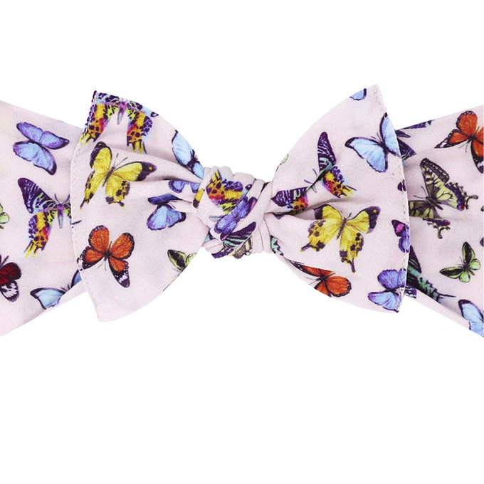 美國 baby bling 純手工極優雅細緻輕柔微彈性/毫無束縛感蝴蝶結髮帶/髮飾_印花經典款_蝴蝶公主(BBRK068)