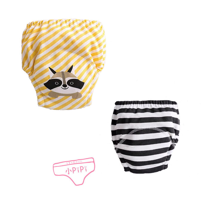 【小pipi】純棉兒童七層學習褲/訓練褲2入組_條紋浣熊_PL008