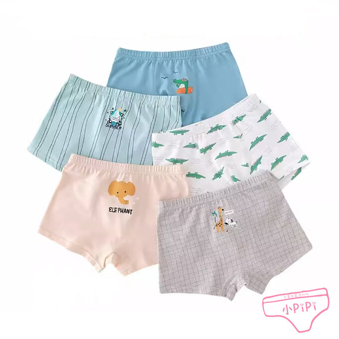 【小pipi】純棉兒童四角平口內褲5件組_男童_動物世界_PB5014